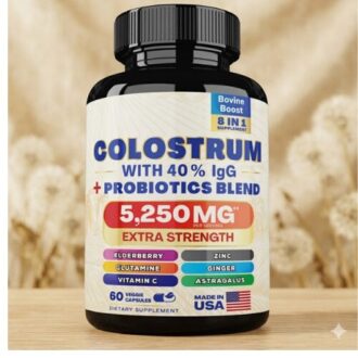 Grass-Fed Bovine Colostrum Capsule supplement for immune support, gut health, and daily wellness nutrition in easy capsule form