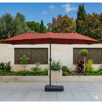 Premium Red Outdoor Patio Umbrella with durable weather-resistant canopy and sturdy frame providing stylish shade for luxury garden and outdoor seating areas in Lagos Nigeria