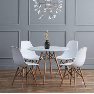 Modern Patio Dining Set with 1 table and 4 comfortable chairs arranged in a stylish outdoor garden setting with durable weather-resistant furniture design in Lagos Nigeria