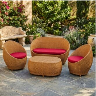Modern Outdoor Patio Sofa Set with comfortable cushions and weather-resistant design arranged in a stylish garden lounge area for luxury outdoor relaxation in Lagos Nigeria
