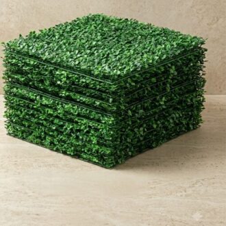 Elegant Wall Boxhood Mat decorative wall accent installed in a modern outdoor garden and patio setting with stylish contemporary landscaping design in Lagos Nigeria