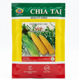 Chia Tai F1 Hybrid Sweet Corn Ayo seed packet on a clean background.