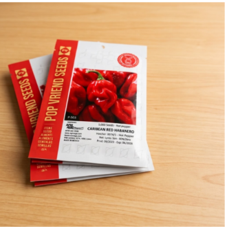Caribbean Red Habanero F1 Pepper seeds packets by Pop Vriend Seeds