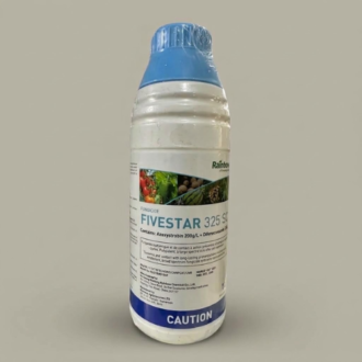 FIVESTAR 325 SC Fungicide bottle containing Azoxystrobin and Difenoconazole for crop and plant disease control."